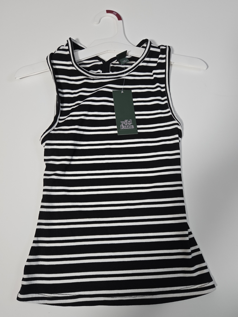 wild fable Black and White Striped Ribbed Tank